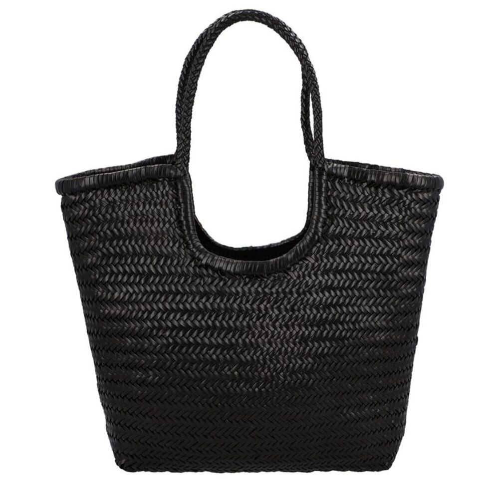 Dragon Diffusion Black Woven Straw Tote Bag